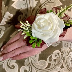 Red/White Corsage & Boutonnière Combo Everlasting 